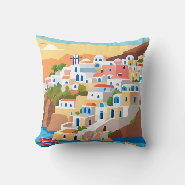 Coussin Santorin, Grèce Art Imprimer Jeu d'oreiller (Recto)