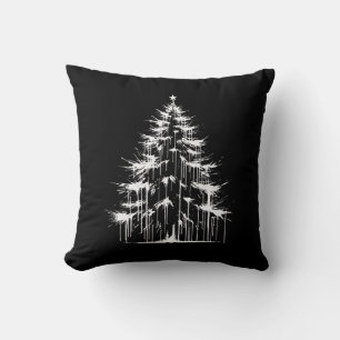 Coussin Sapin de Noël blanc chic gothique dégoulinant en d