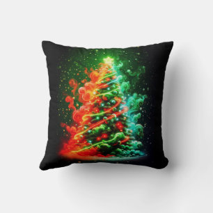 Coussin Sapin de Noël brumeux sur canapé moelleux et confo