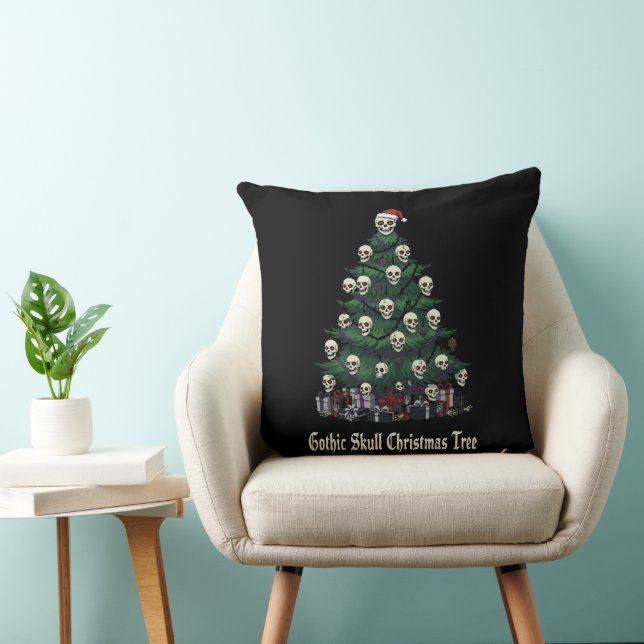 Coussin Sapin de Noël Crâne Gothique | Alternative Effraya (Chaise)