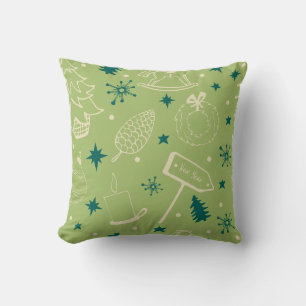 Coussin Sapin de Noël décoratif rouge et blanc