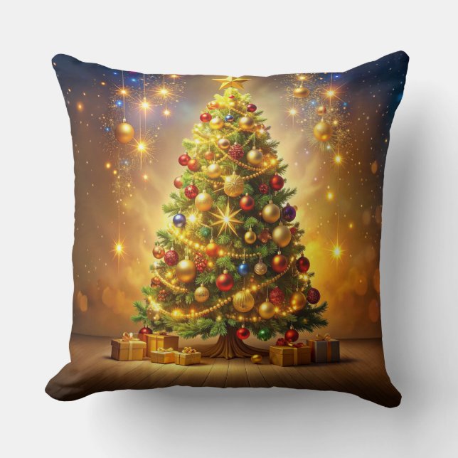 Coussin Sapin de Noël décoré (Recto)