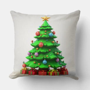 Coussin Sapin de Noël Décoré Coloré
