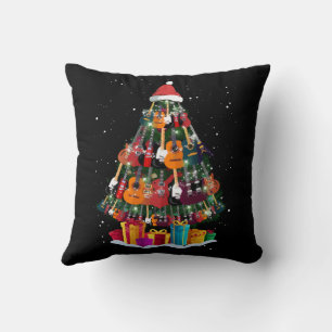 Coussin Sapin de Noël drôle en guitare
