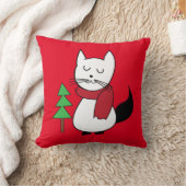 Coussin Sapin de Noël et chat mignon (Couverture)
