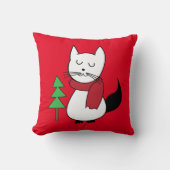 Coussin Sapin de Noël et chat mignon (Recto)