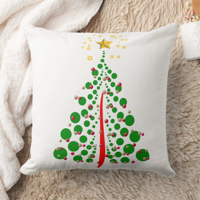Coussin Sapin de Noël Green Dot avec étoile dorée (Couverture)