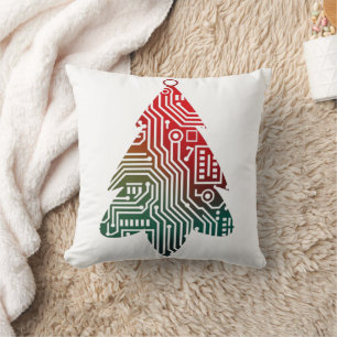 Coussin Sapin de Noël inspiré d'une carte de circuit