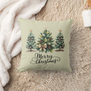Coussin Sapin de Noël joyeux léopard Coquette Bow Noël