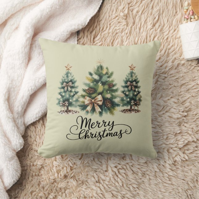 Coussin Sapin de Noël joyeux léopard Coquette Bow Noël (Couverture)