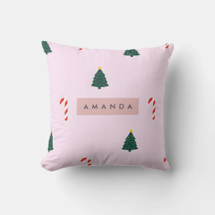 Coussin Sapin de Noël personnalisé et Canne de Bonbon