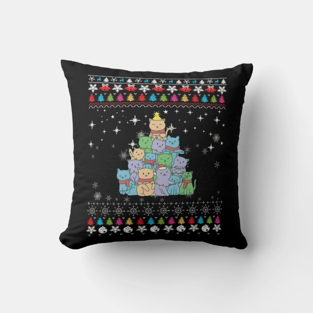 Coussin Sapin de Noël pour Chat Noël Affreux (Recto)