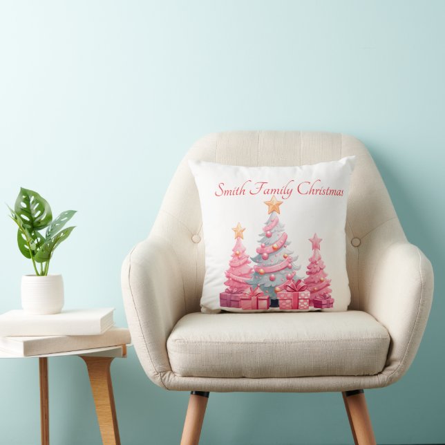 Coussin Sapin de Noël rose  (Chaise)