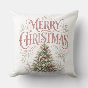 Coussin Sapin de Noël traditionnel rose Pinkmas