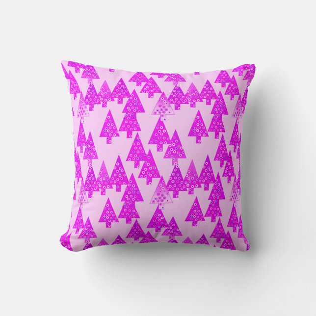Coussin Sapins de Noël à fleurs modernes - orchidée (Recto)