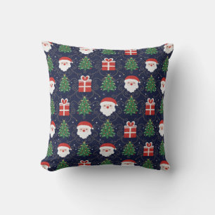 Coussin Sapins de Noël et cadeaux de Père Noël