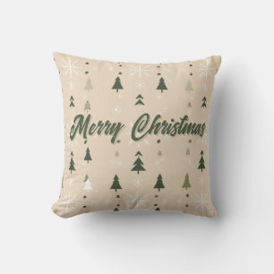 Coussin Sapins de Noël et flocons minimalistes