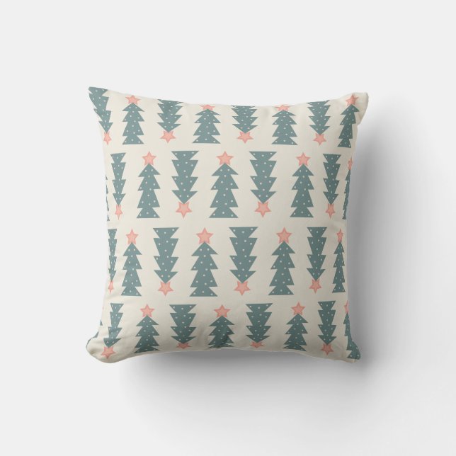 Coussin Sapins de Noël pastel (Recto)