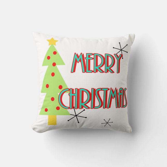 Coussin sapins de noël rétro modernes du milieu du siècle (Recto)