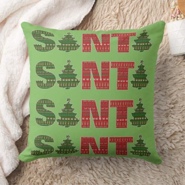 Coussin Sapins de Noël Santa Rouge Vert (Couverture)