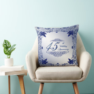Coussin Sapphire 45e anniversaire Mariage Jeu d'oreiller