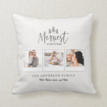 Coussin Sarcelle d'hiver multi de vacances de photo du<br><div class="desc">Carreau multi de vacances de photo du plus Joyeux Noël. A rendu votre décor de vacances extra spéciale et une mémoire que vous pouvez garder pour toujours avec sa conception de vacances. La couleur d'arrière - plan peut être customisée.</div>