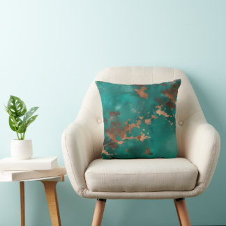Coussin Sarcelle et bronze