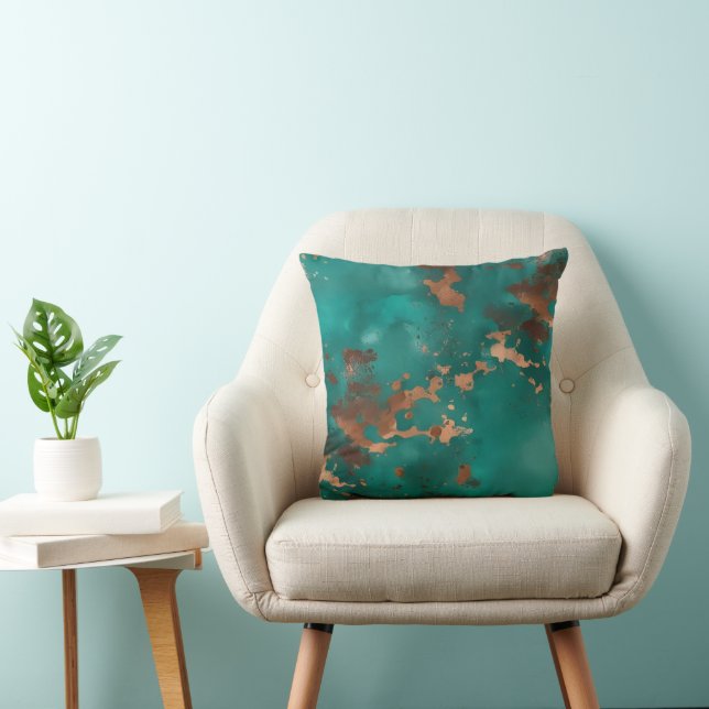 Coussin Sarcelle et bronze (Chaise)