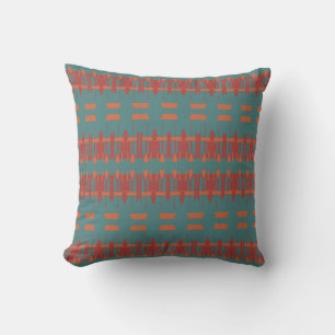 Coussin Sarcelle Rouge foncé Orange Turquoise Méditerranée