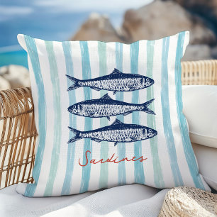Coussin Sardines Pêcheur Esthétique Côtière Stripes