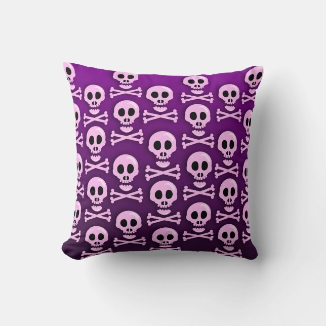 Coussin Sassy Purple Skull Crossbones Art Motif Amusant (Recto)