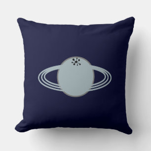 Coussin Saturne élégant moderne sur fond bleu marine