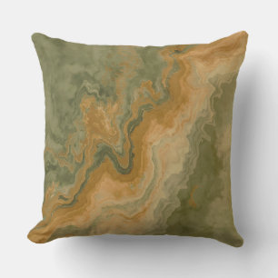 Coussin Sauge Vert Olive Jaune Moutarde Imprimé