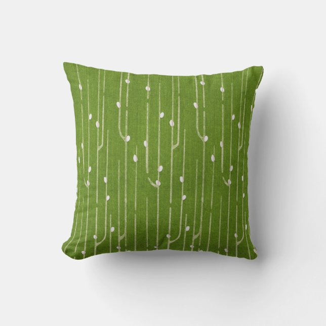 Coussin Saule Marécageux sur Fond Vert (Recto)
