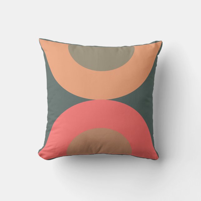 Coussin Saumon moderne du milieu du siècle et olive (Recto)