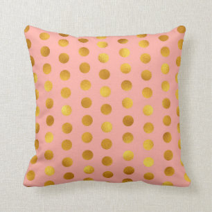 Coussin Saumon Rose Rose Gold Polka Big Dots Confetti