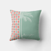Coussin Saumon tropical, rose de corail, et Seafoam (Verso)
