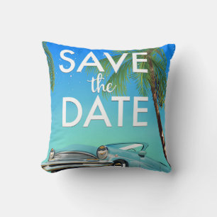 Coussin Sauvegarder la date voiture vintage et anneaux de 