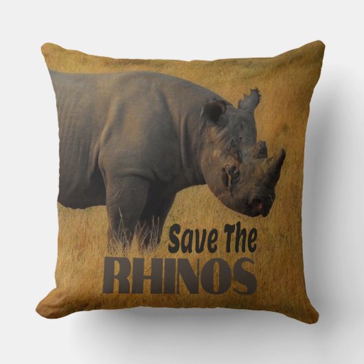 Coussin Sauvez Les Rhinos (Recto)