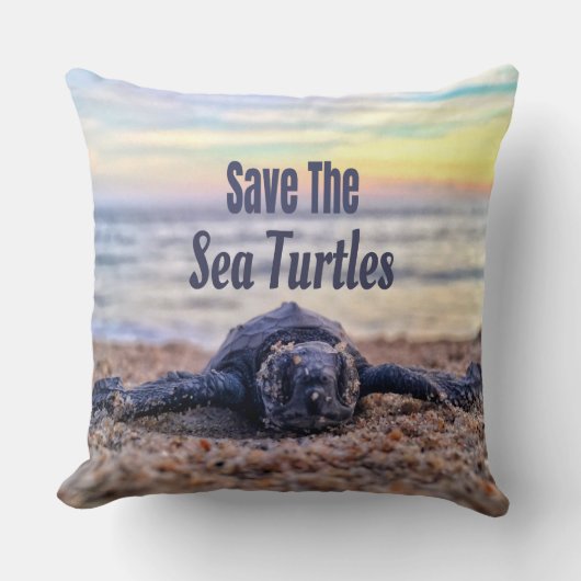 Coussin Sauvez les tortues marines (Recto)