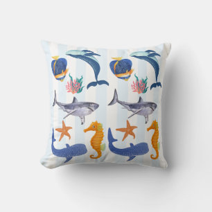 Coussin Sauvez nos mers   Animaux marins Enfants