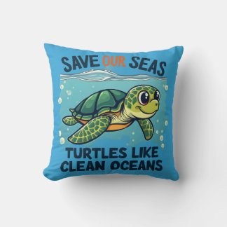 Coussin Sauvez nos mers - Tortues comme des océans propres