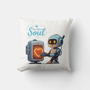 Coussin Sauvez votre âme mignonne Robot Holt Coeur - Futur