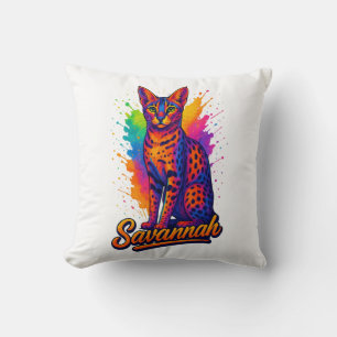 Coussin Savannah Cat Pop Art - Conception dynamique de sci