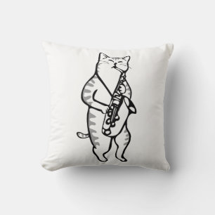 Coussin Saxophone Instrument Musique Jazz Cat T-shirt
