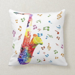 Coussin Saxophone lunatique d'aquarelle