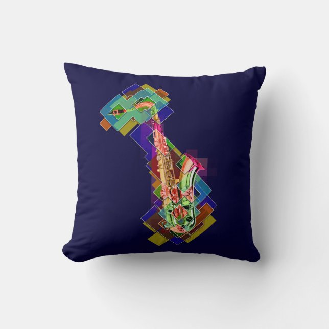 Coussin Saxophone multicolore (Recto)