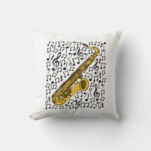 Coussin Saxophone Musical Notes, Saxophoniste professeur d (Recto)