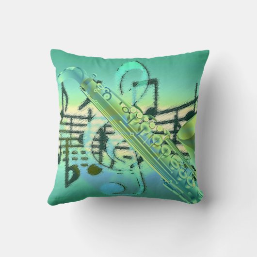 Coussin Saxophone Pastel Design abstrait (Verso)
