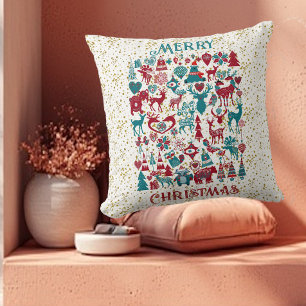 Coussin Scandia Joyeux Symboles de Noël Scandinavie nordiq